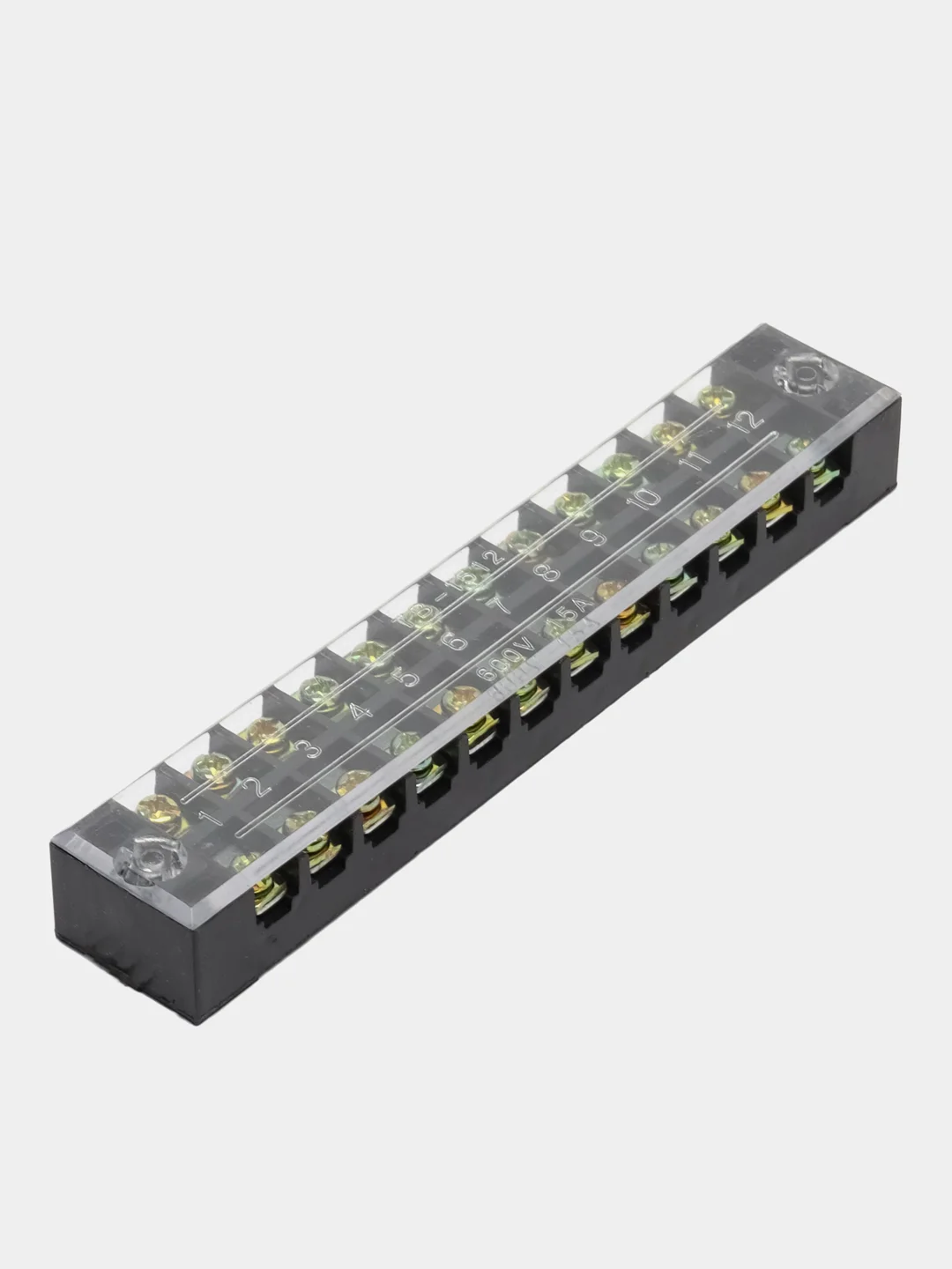 Клеммная колодка винтовая с крышкой, 24 контакта, М3, 15 А, 600 В, 14 AWG, 2 мм2