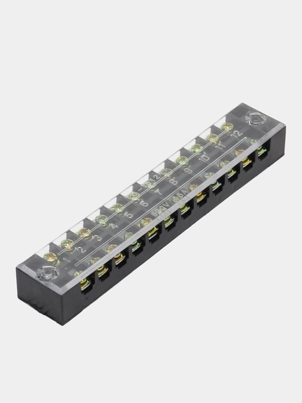 Клеммная колодка винтовая с крышкой, 24 контакта, М3, 15 А, 600 В, 14 AWG, 2 мм2