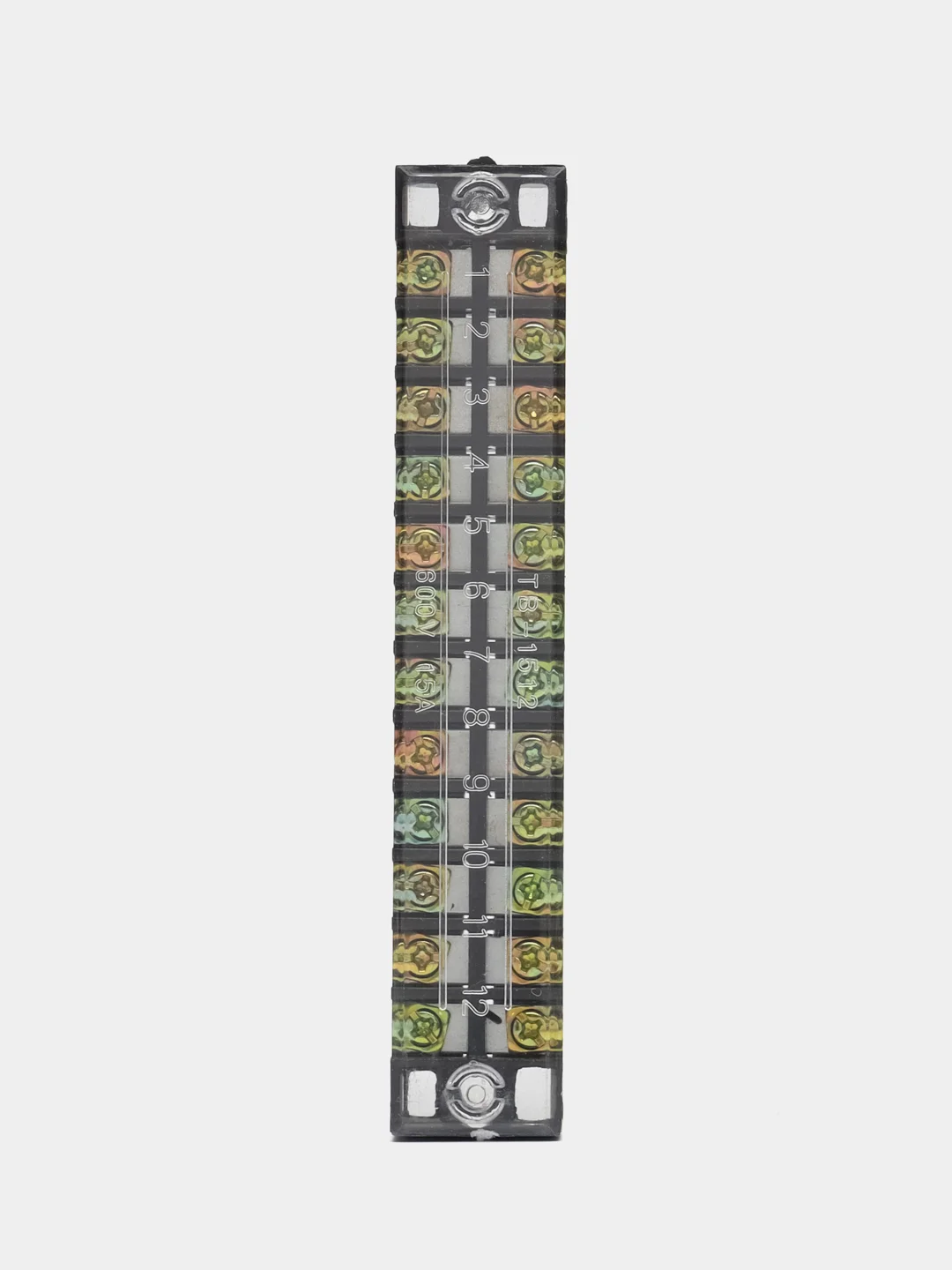 Клеммная колодка винтовая с крышкой, 24 контакта, М3, 15 А, 600 В, 14 AWG, 2 мм2