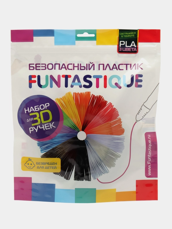 Набор светящегося PLA-пластика для 3D-ручек Funtastique 3 цвета по 10 м