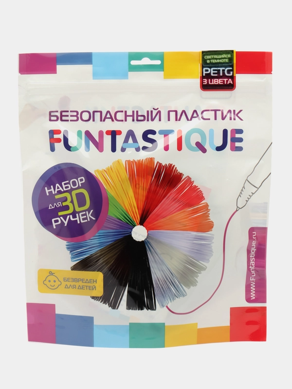 Набор светящегося PETG-пластика для 3D-ручек Funtastique 3 цвета по 10 м