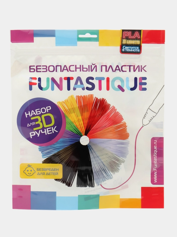 Набор светящегося PLA-пластика для 3D-ручек Funtastique 3 цвета по 5 м