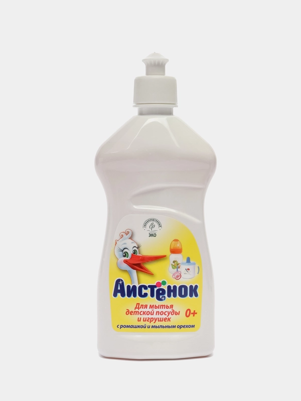 Средство для мытья детской посуды и игрушек с ромашкой и мыльным орехом АИСТЕНОК, 500 мл
