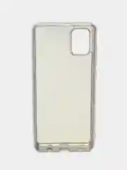 Серебряный чехол со стразами и кольцом держателем для Samsung A31