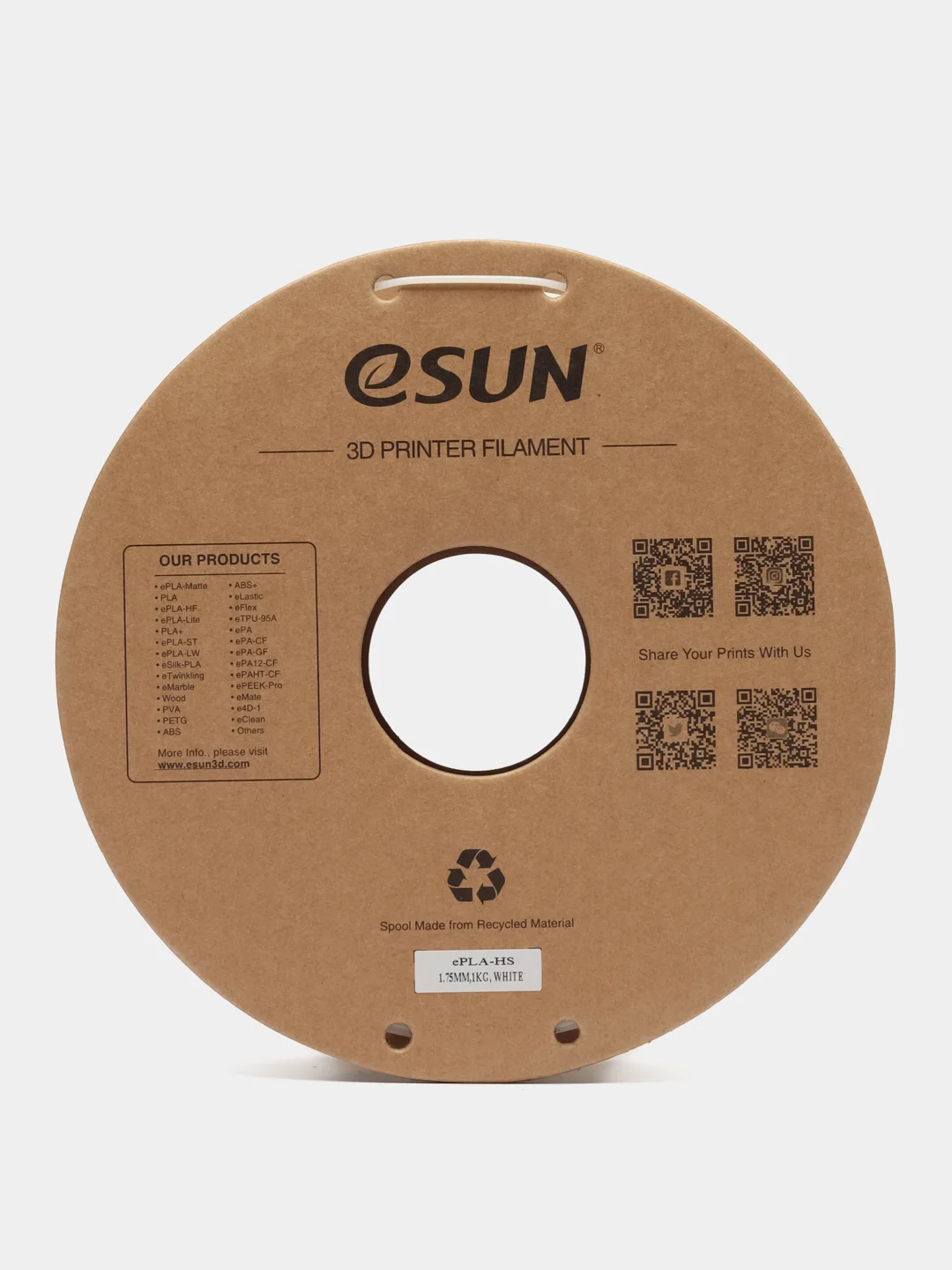 Белый высокоскоростной пластик eSUN PLA-HS High Speed 1kg