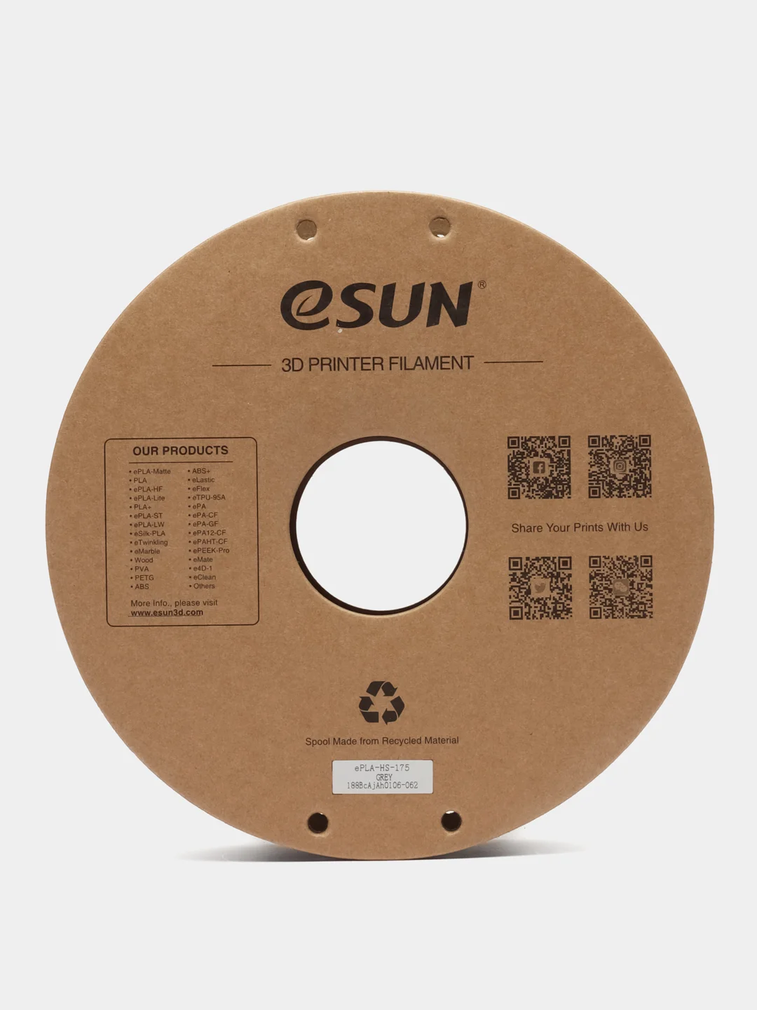 Серый высокоскоростной пластик eSUN PLA-HS High Speed 1kg