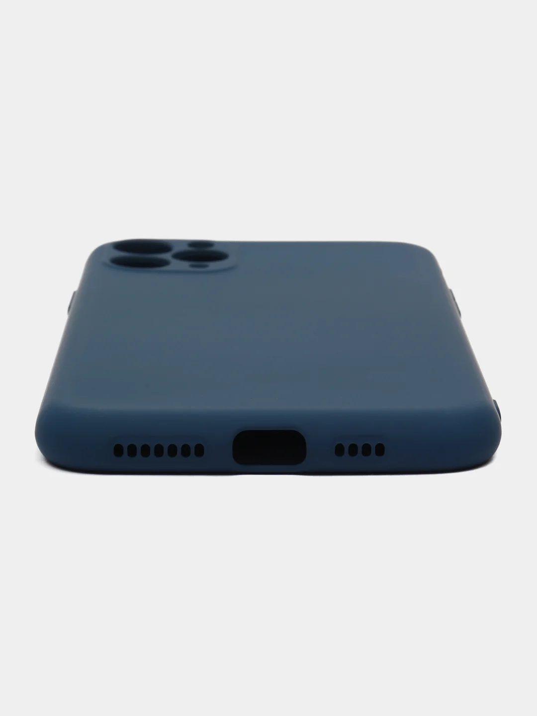 Синий чехол для IPhone 11 Pro Max однотонный силиконовый с защитой камеры