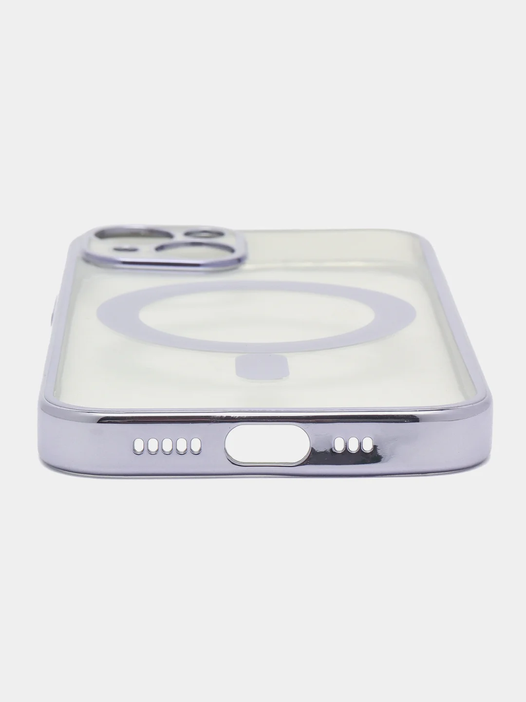 Серебряный силиконовый чехол MagSafe для iPhone 13
