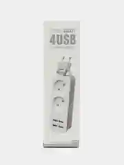 Белый удлинитель разветвитель сетевой фильтр электрический 4 USB