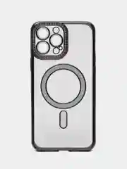 Серебряный чехол для айфон (iPhone) 11 12 13 14 15 16 Pro Max, MagSafe, прозрачный