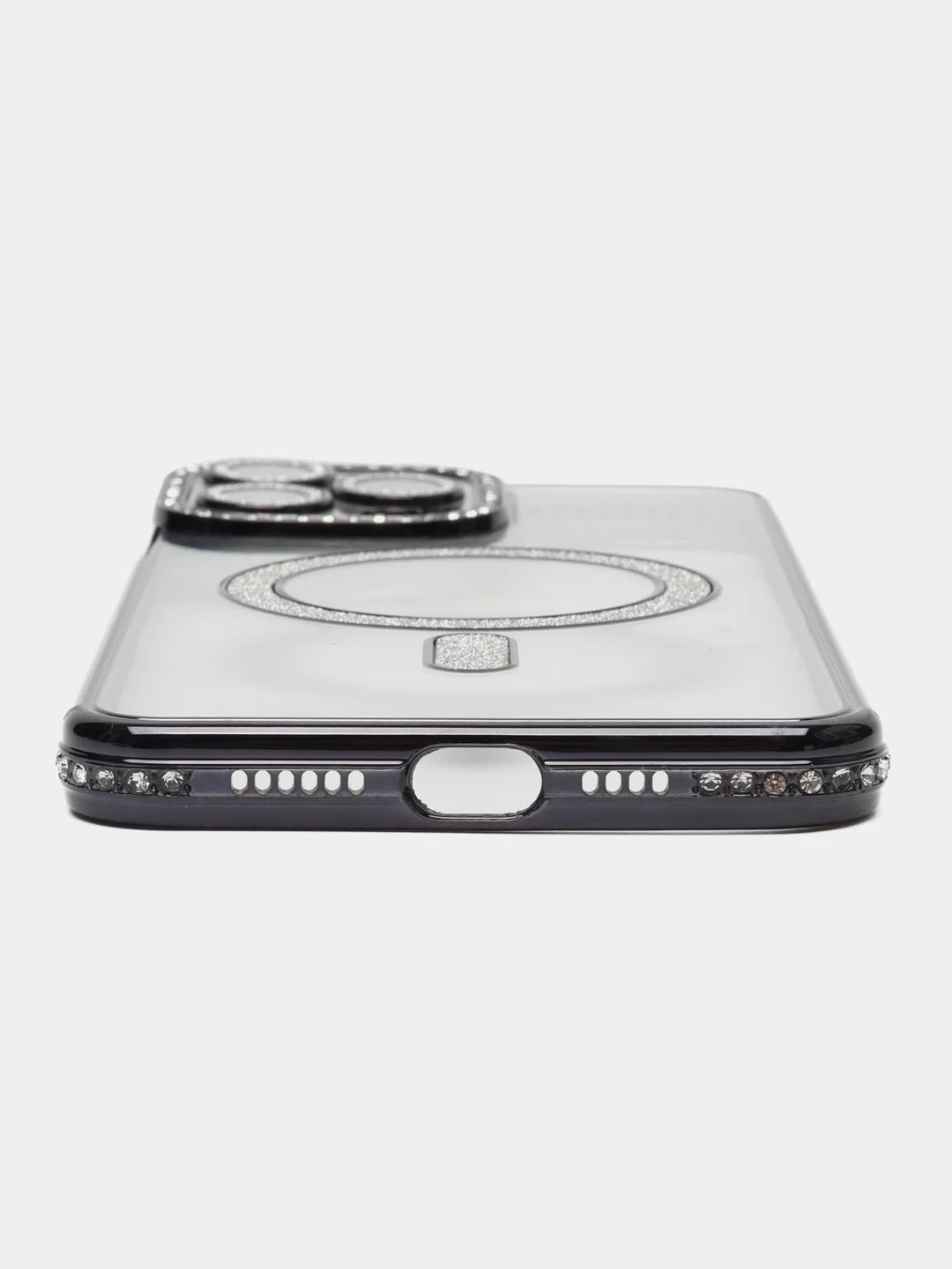 Серебряный чехол для айфон (iPhone) 11 12 13 14 15 16 Pro Max, MagSafe, прозрачный