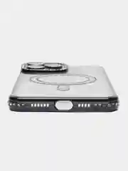 Серебряный чехол для айфон (iPhone) 11 12 13 14 15 16 Pro Max, MagSafe, прозрачный