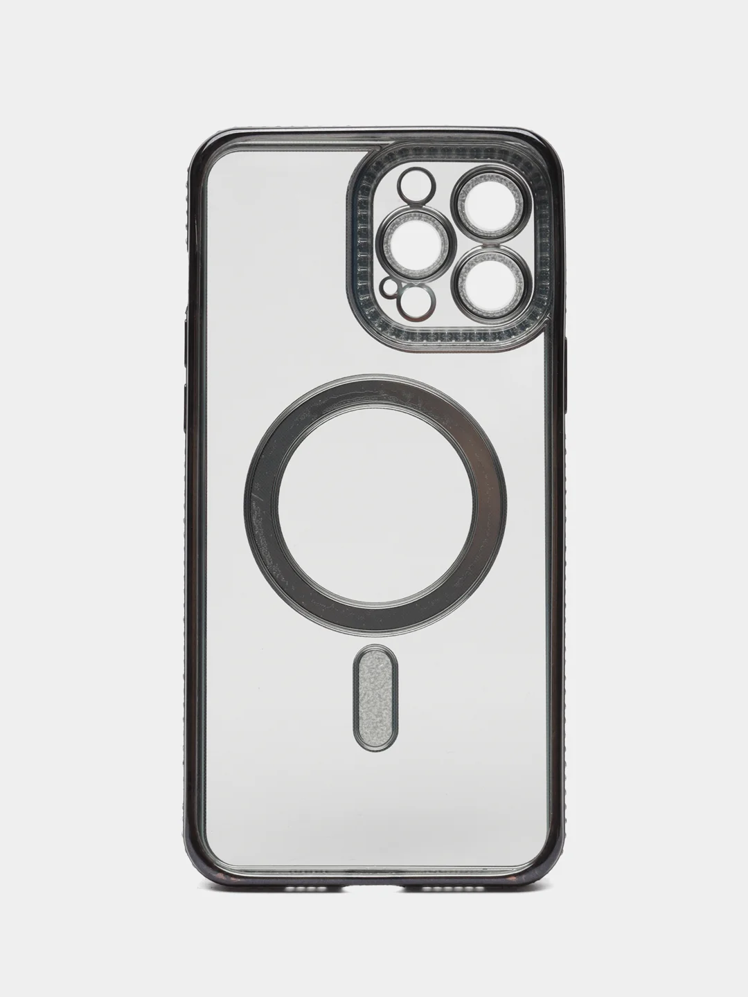 Серебряный чехол для айфон (iPhone) 11 12 13 14 15 16 Pro Max, MagSafe, прозрачный
