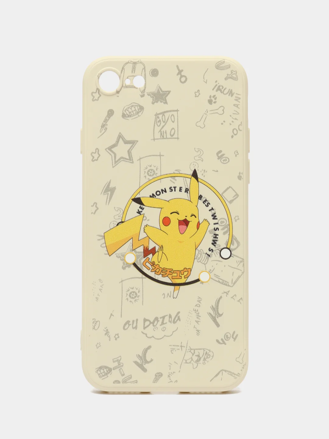 Бежевый чехол силиконовый Pokemon "Пикачу" для iPhone 7/8 Plus/XS/XR/SE Max/11/12 Pro Max/13