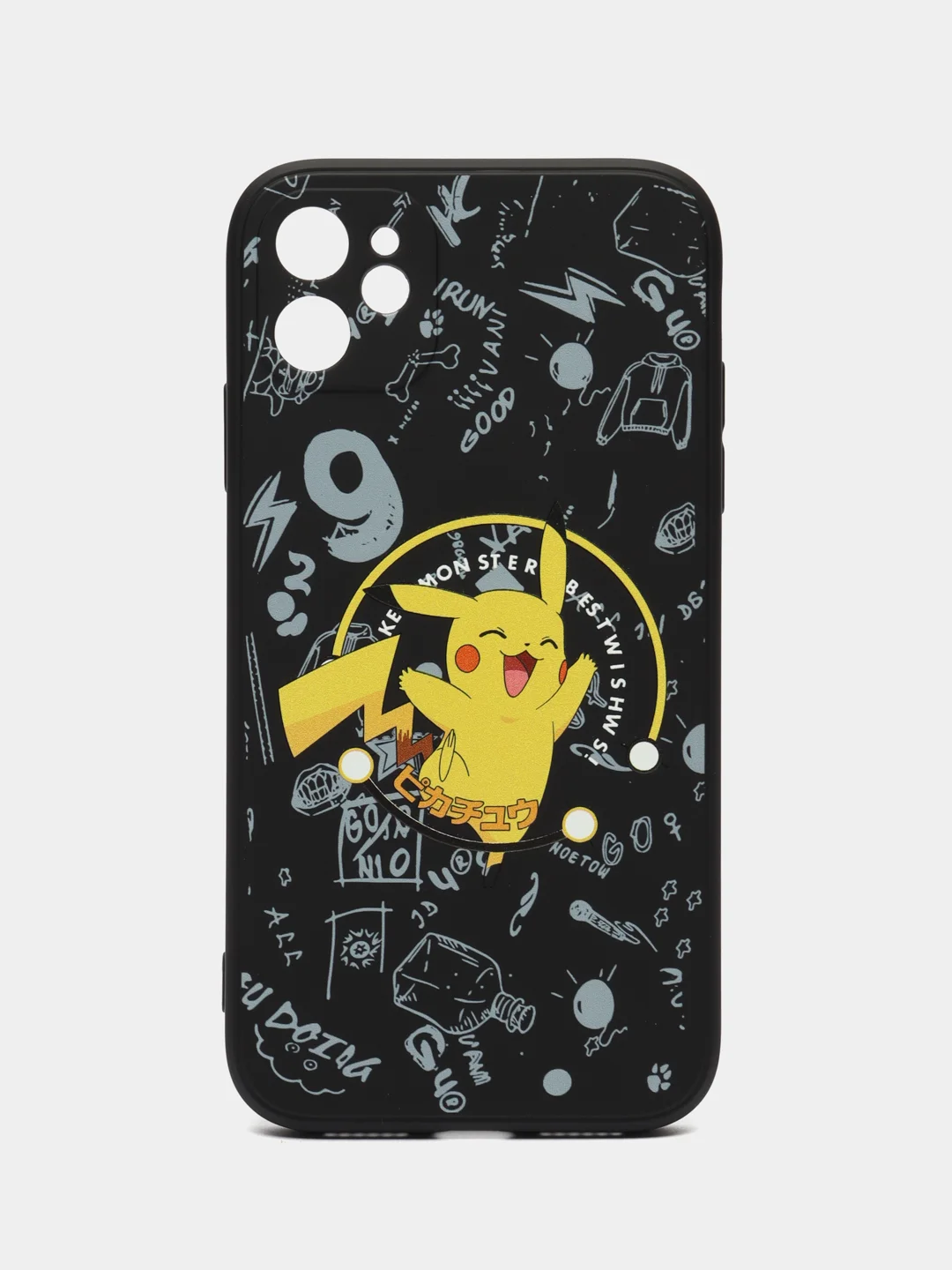 Серый чехол силиконовый Pokemon "Пикачу" для iPhone 7/8 Plus/XS/XR/SE Max/11/12 Pro Max/13