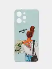 Тёмно-серый силиконовый чехол на Xiaomi Redmi 12 (Редми 12), прозрачный, с рисунком, защита камеры