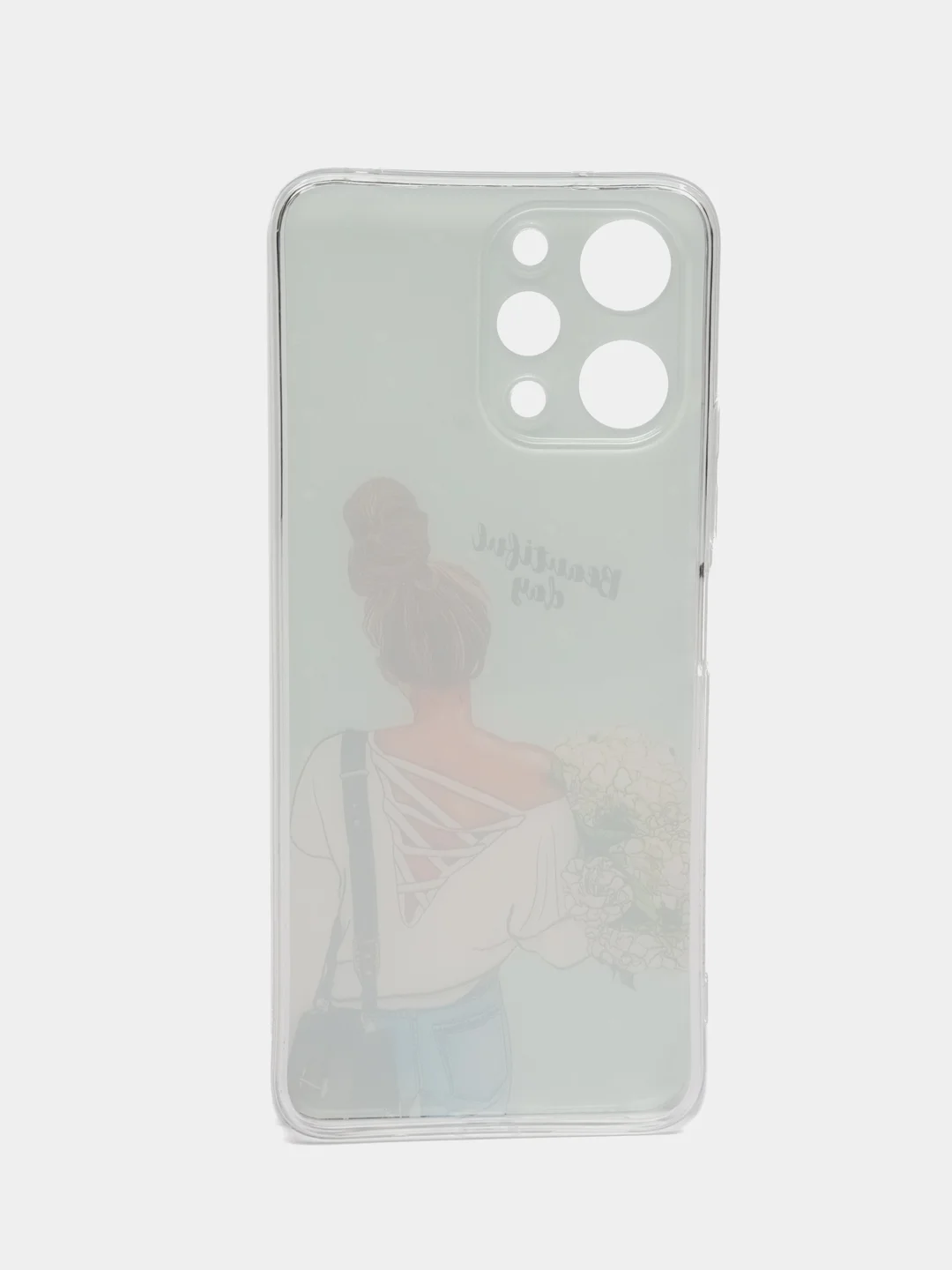 Тёмно-коричневый силиконовый чехол на Xiaomi Redmi 12 (Редми 12), прозрачный, с рисунком, защита камеры