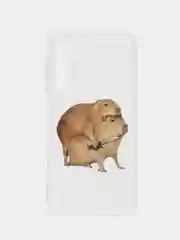 Бежевый силиконовый чехол на Samsung Galaxy A15 / Самсунг А15 прозрачный, с принтом, защита камеры