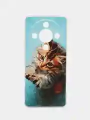 Светло-коричневый силиконовый чехол на Honor X9B (Хонор X9B), прозрачный, с рисунком, защита камеры