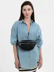 Черный сумка поясная женская бананка через плечо из экокожи, унисекс