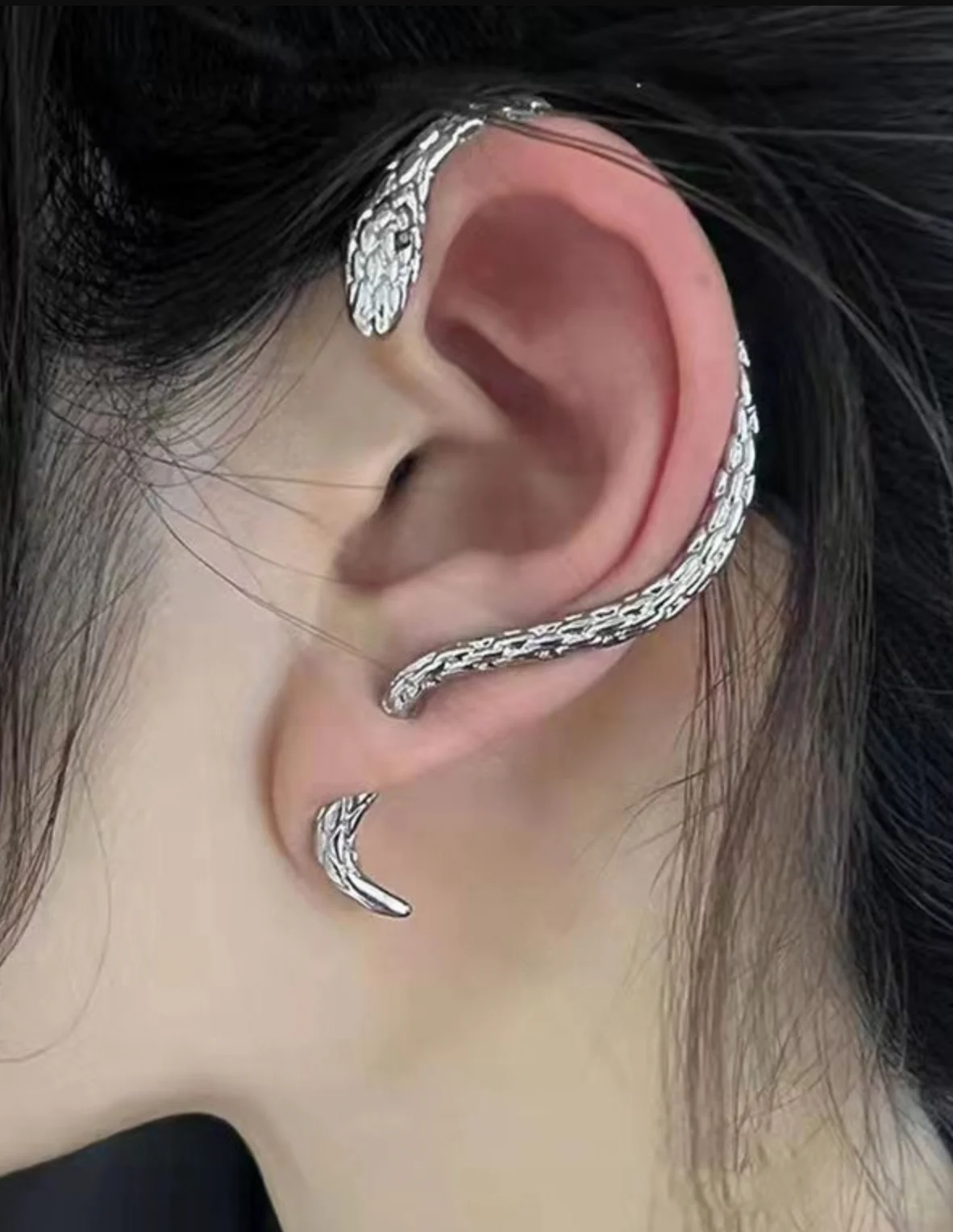 Серьга женская кафф, змея