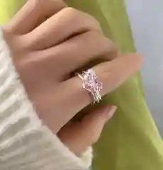 Пудровый кольцо женское с сердцем