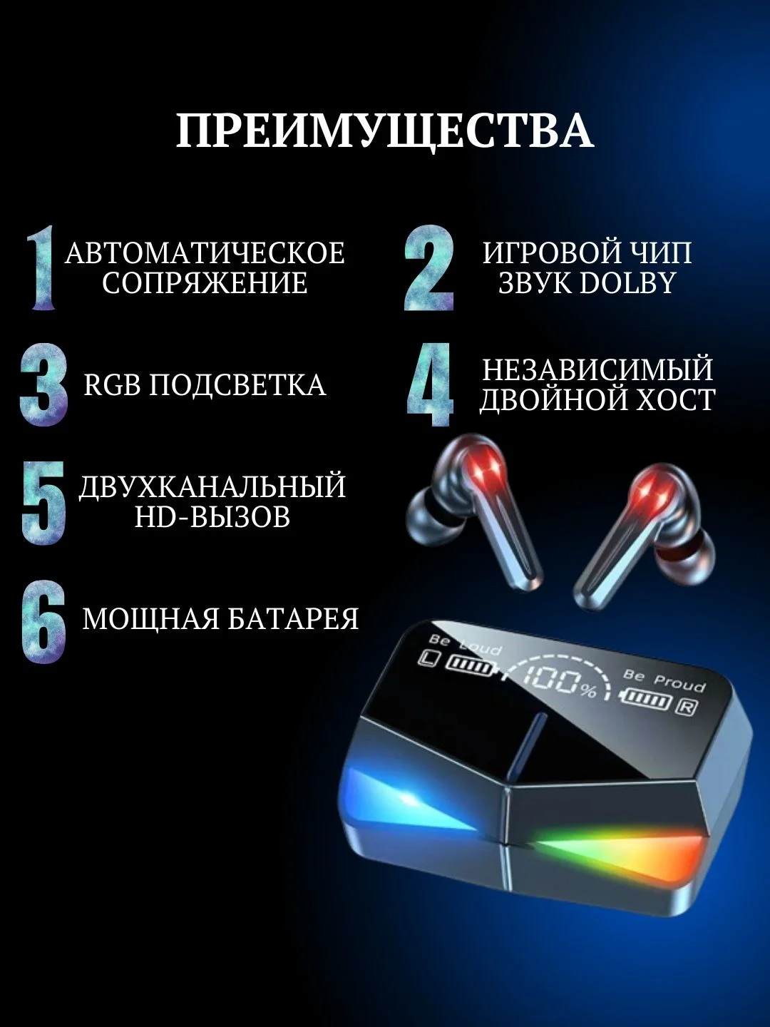 Наушники беспроводные М-28 с микрофоном, Bluetooth, microUSB, USB