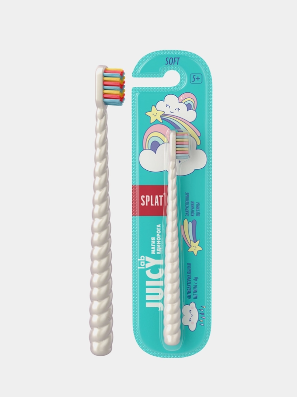 Зубная щетка детская Splat JUICY LAB "Магия единорога", 4+, мягкая