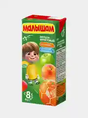 Нектар детский Малышам мультифрукт - яблоко, абрикос, апельсин, с 8 месяцев, 330мл, 27штук
