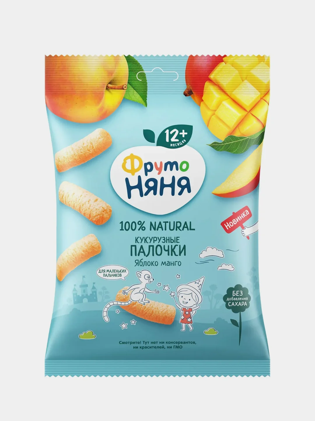 Палочки кукурузные ФрутоНяня, яблоко, манго, с 12 месяцев, 9 штук по 20 г