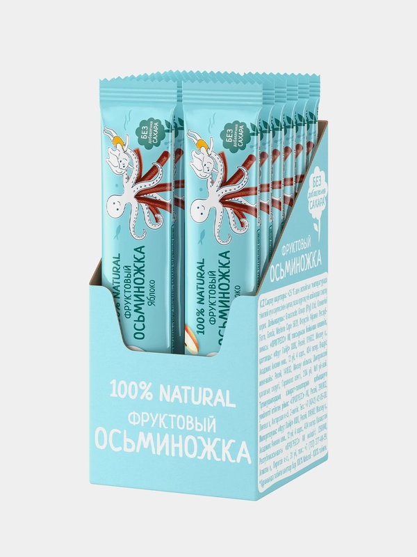 Фруктовые кусочки ФрутоНяня "Осьминожки", яблоко, с 12 месяцев, 12 штук по 16 г