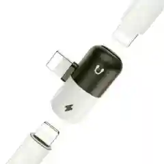 Черный переходник на два выхода для iPhone, аудио конвертер, lighting, двойной, адаптер