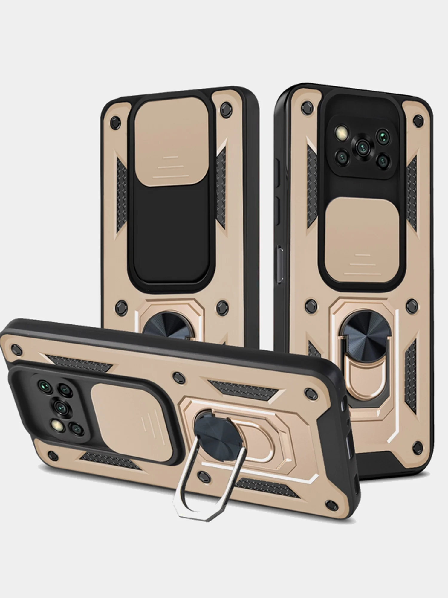 Золотой чехол противоударный armors для Xiaomi Poco X3 и X3 Pro/Поко Х3 и Х3 Про с защитой камеры
