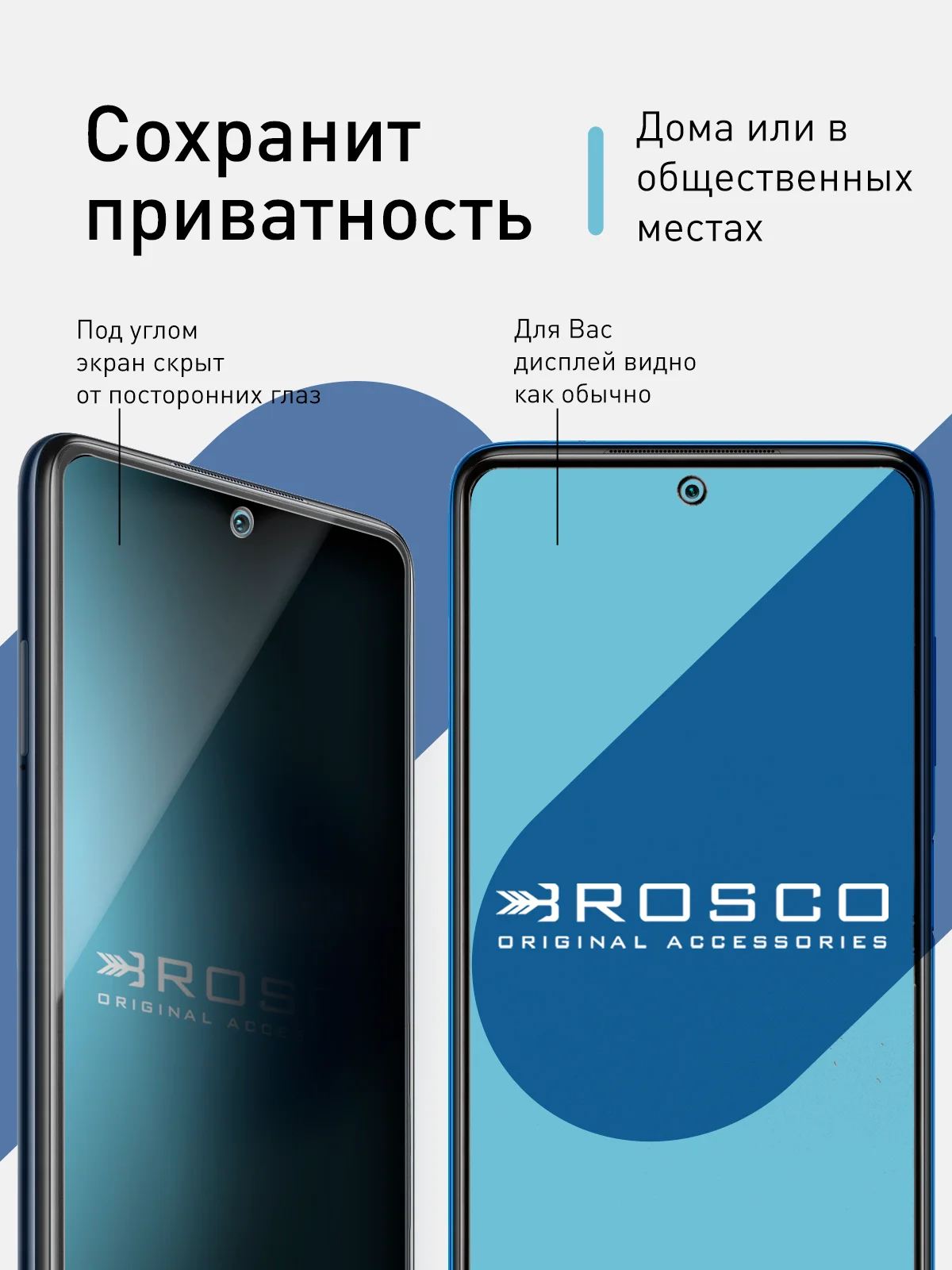 Прозрачный стекло ROSCO для Xiaomi Poco X3/ NFC/ Pro/ GT/ F3/ M4 Pro 5G/ X4 Pro 5G матовое антишпион