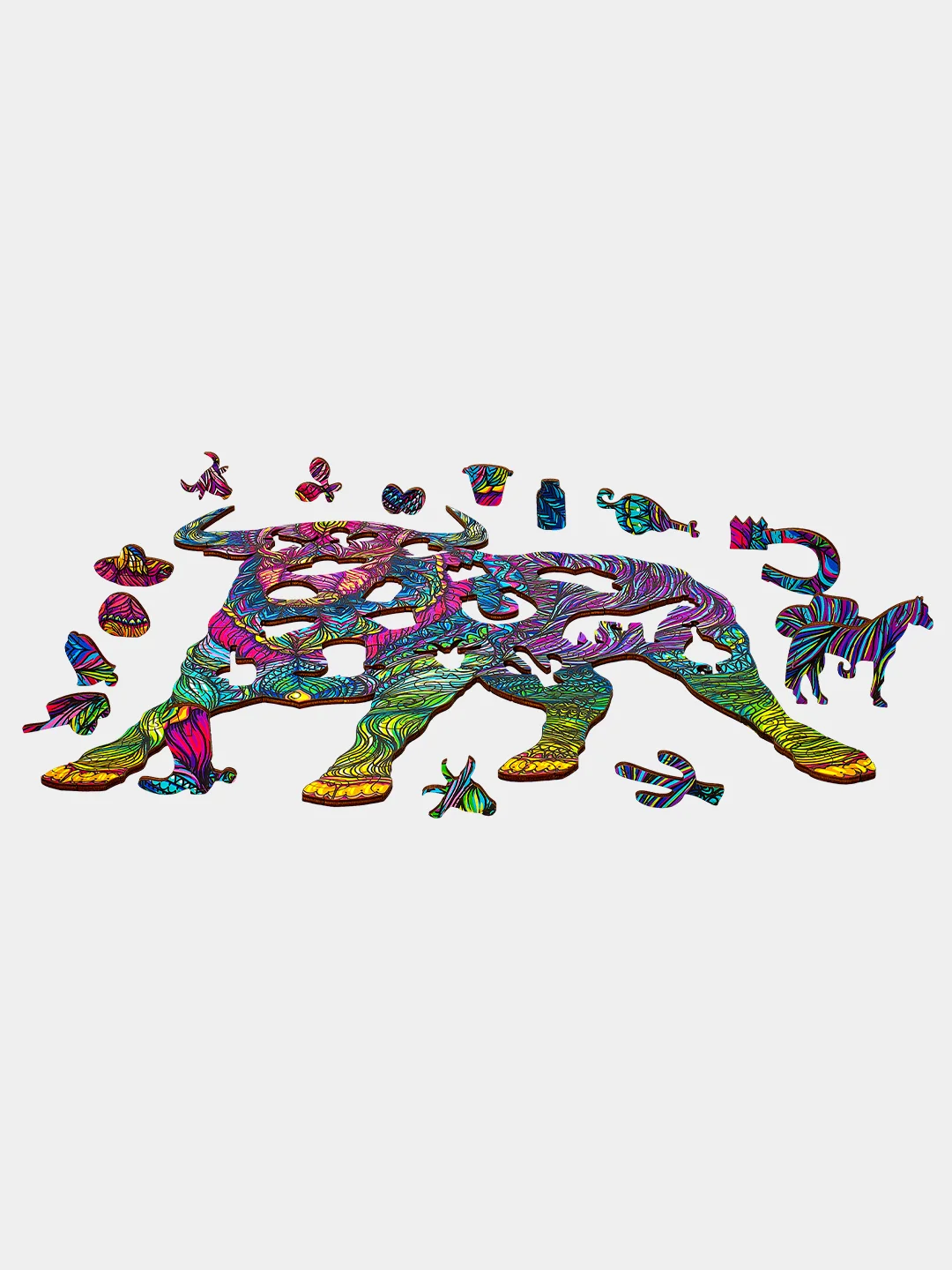 Деревянный фигурный пазл Active Puzzles "Храбрый бык", 37 х 35 см, 170 деталей