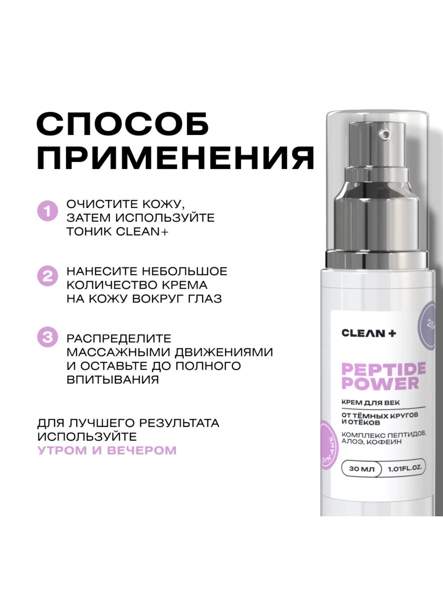 Крем для век антивозрастной от темных кругов и отеков с пептидами PEPTIDE POWER, 30 мл