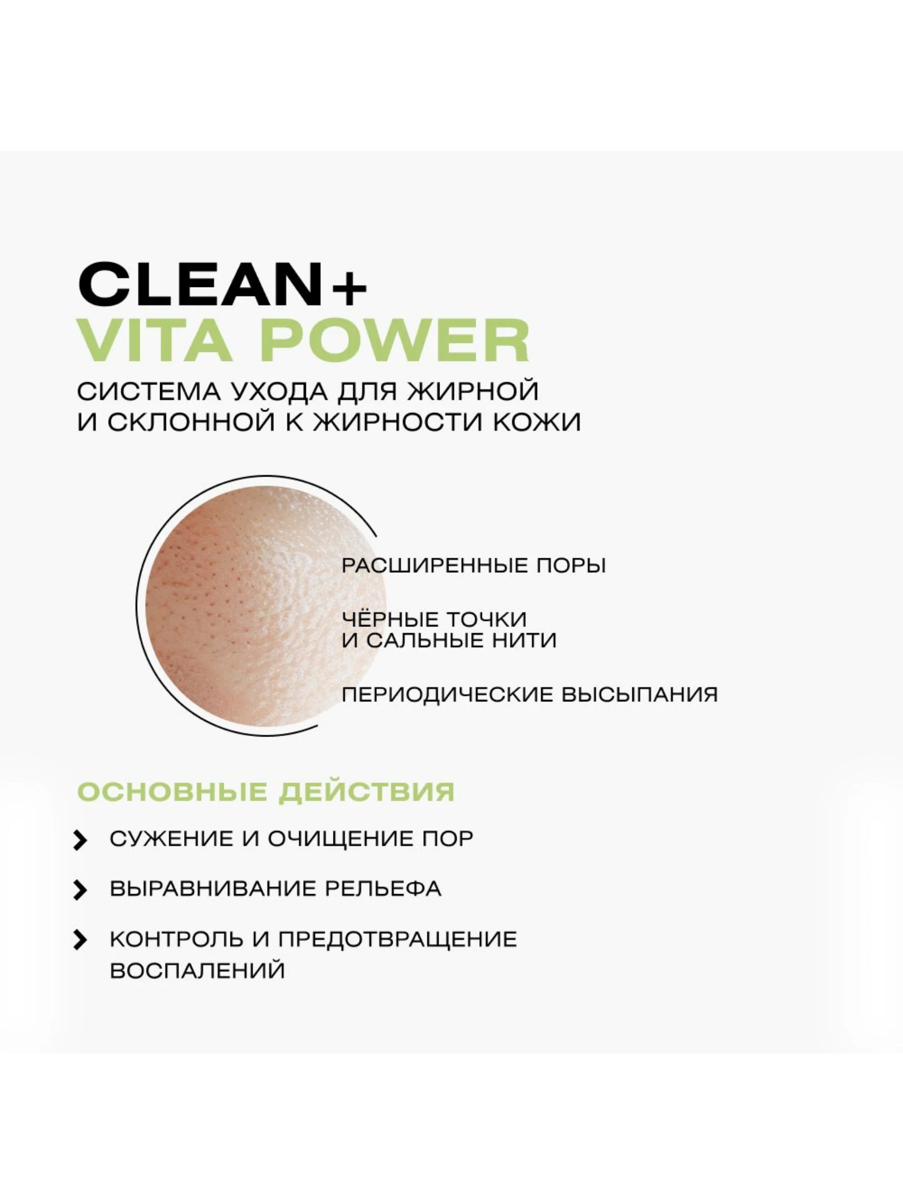 CLEANPLUS Тоник для лица от прыщей с кислотами VITA POWER, 200 мл