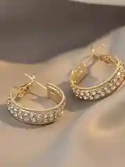 Золотой серьги кольца со стразами, конго, вечерние