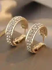 Золотой серьги кольца со стразами, конго, вечерние