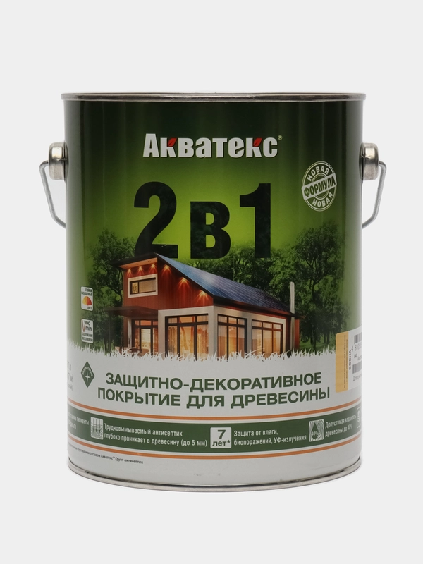 Акватекс 2 в 1, пропитка по дереву, цвет Сосна, 2,7 л