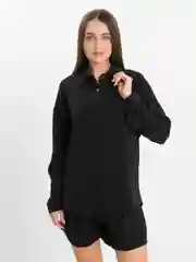 Черный женский летний костюм с шортами, рубашка и шорты