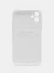 Белый чехол для iPhone (Айфон) 11 с карманом для карт, силиконовый