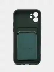 Лесной зеленый чехол для iPhone (Айфон) 11 с карманом для карт, силиконовый
