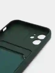 Лесной зеленый чехол для iPhone (Айфон) 11 с карманом для карт, силиконовый