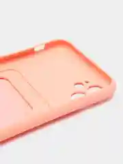 Розовый чехол для iPhone (Айфон) 11 с карманом для карт, силиконовый