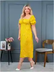 Желтый платье женское, большие размеры