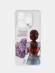 Сиреневый чехол на Tecno Spark 20 Pro/20S Pro / Текно Спарк 20 Про/20S Про прозрачный, с рисунком