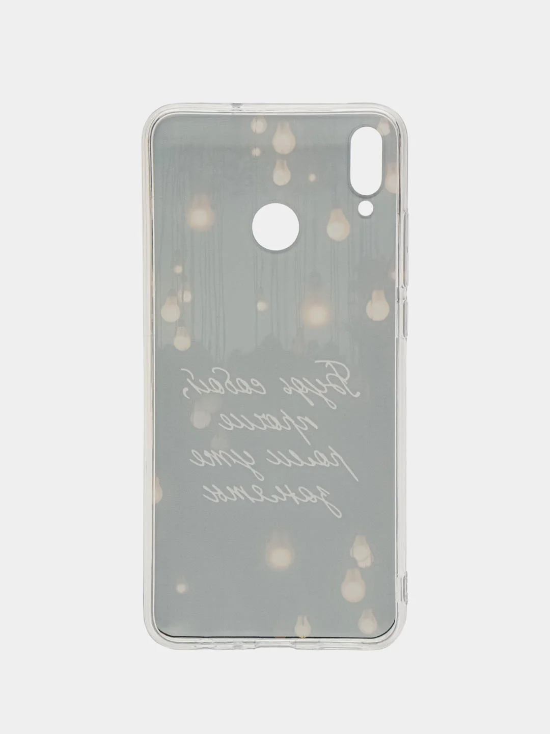 Серый силиконовый чехол на Honor 8X / Хонор 8Х прозрачный, с рисунком, защита камеры