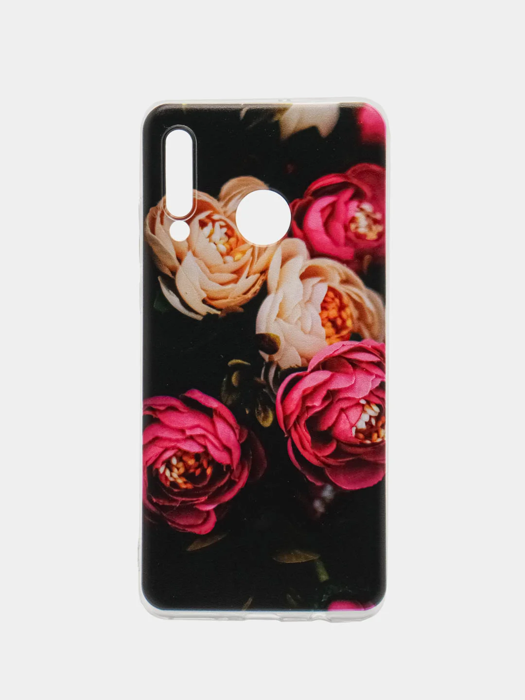 Кораллово-розовый чехол на Huawei P30 Lite/Honor 20S/20 Lite 2020 / Хуавей P30 Lite прозрачный, с рисунком