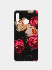 Кораллово-розовый чехол на Huawei P30 Lite/Honor 20S/20 Lite 2020 / Хуавей P30 Lite прозрачный, с рисунком